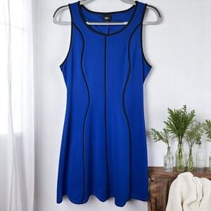 MOSSIMO Sleeveless Stretch Fit & Flare Dress‎ - Size M - Blue with Black Trim